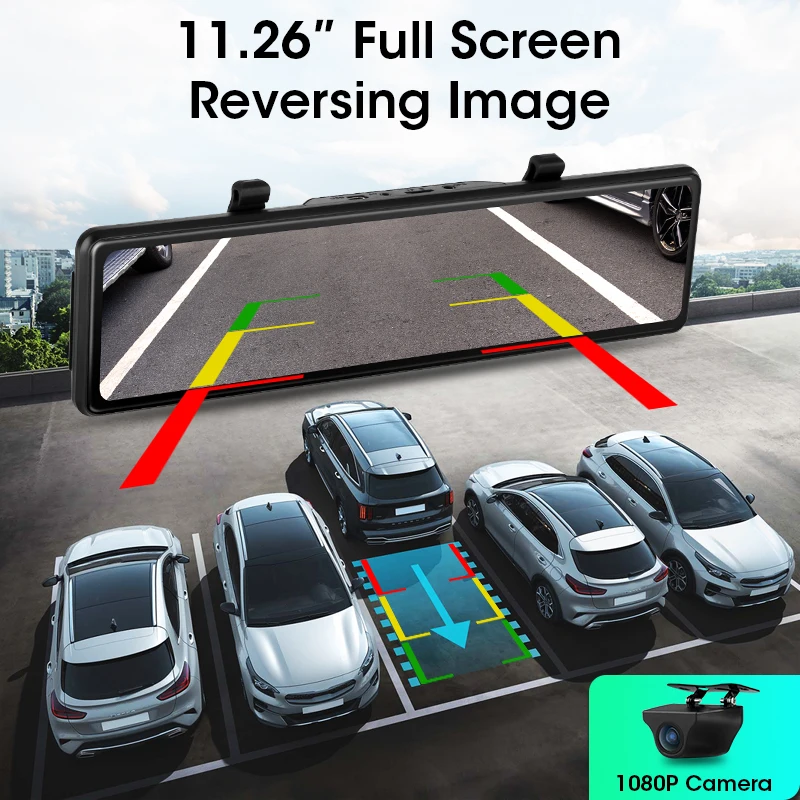 $68.64 Jansite 2.5K Car DVR Touch Screen Dashcam Mirror Super Night Vision Time-lapse Video G-sensor Recorder 2560x1440P Rear camera