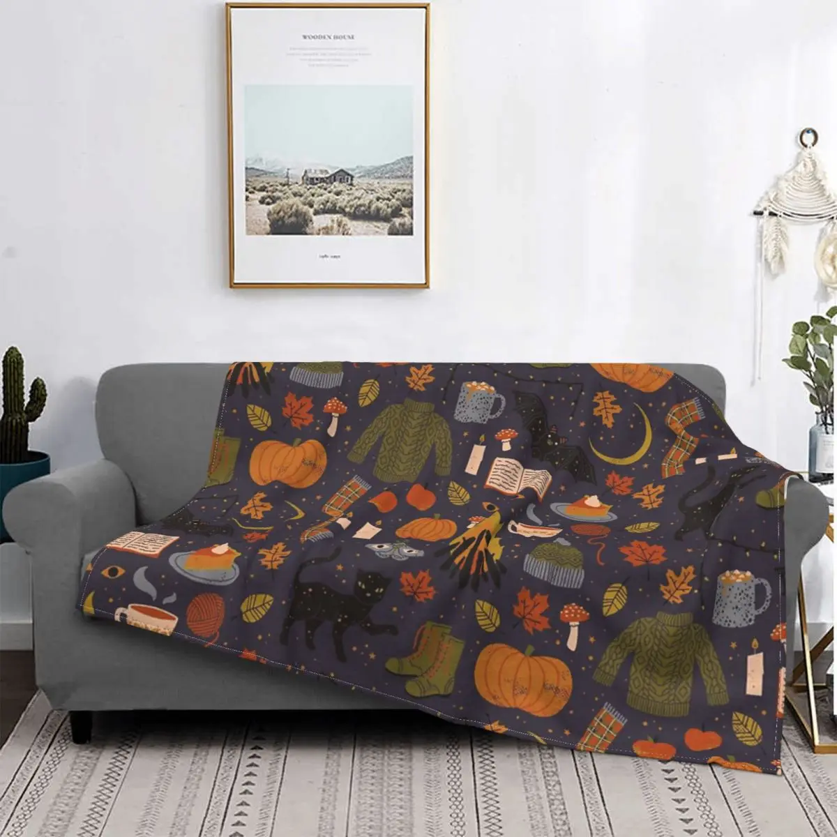 Осеннее одеяло покрывало на кровать клетчатое плюшевое в стиле аниме зимнее 135 -