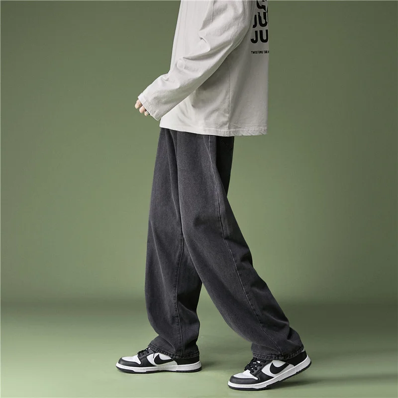 Large Size Baggy Jeans Men Fashion Multicolor Casual Wide-leg Jeans Men Streetwear Loose Hip-hop Straight Denim Trousers Men