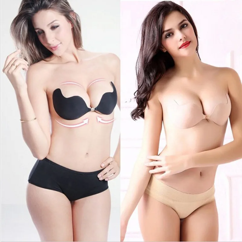 Seamless Women Self Adhesive Strapless Bandage Stick Gel Silicone Push Up Invisible Bra