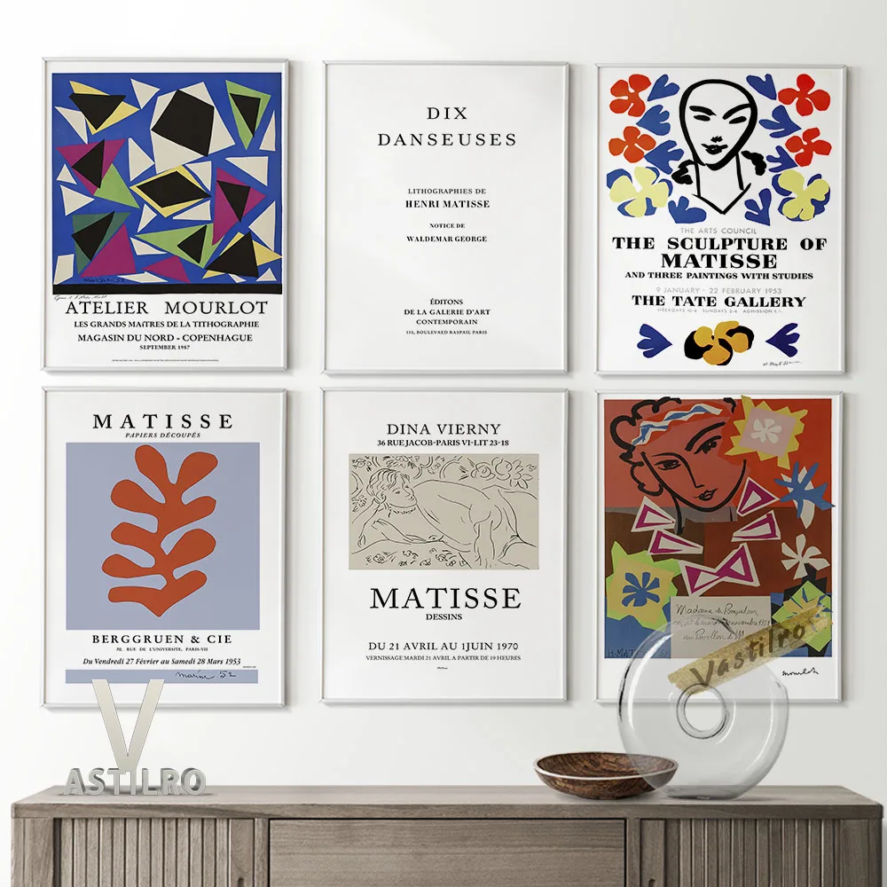 

Henri Matisse The Cut Outs Exhibition Museum Poster Geometry Shape Wall Stickers Abstract Canvas Painting Minimalist Home Decor