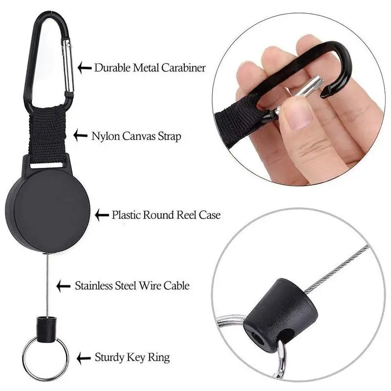 Черный выдвижной брелок для ключей наружный карабин легкая Пряжка держатель