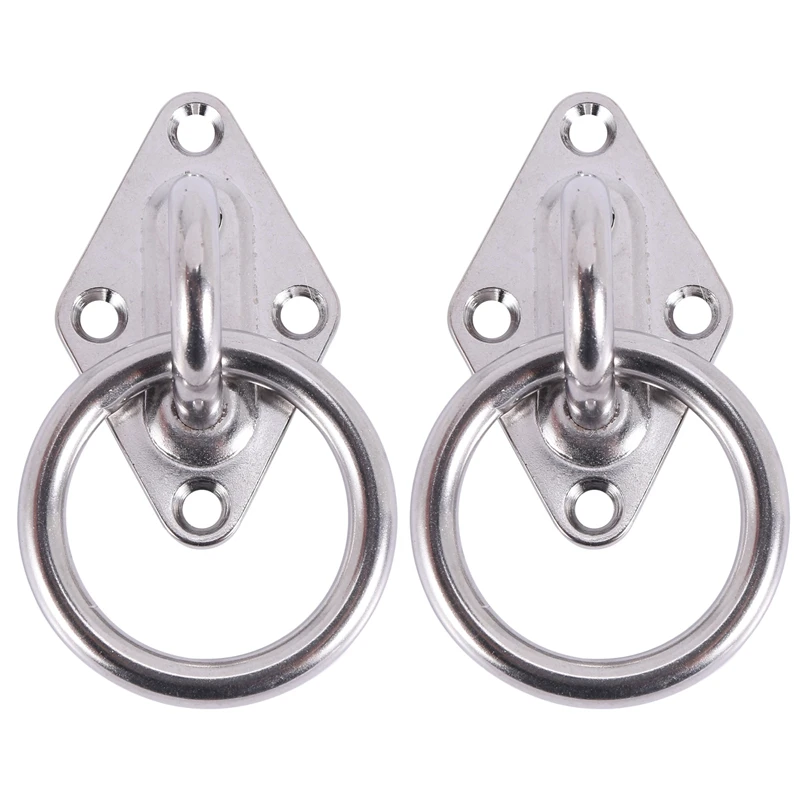 

2X 80Mmx50mm Mounting Hook For Wall Or Ceiling With Round Ring Stainless Steel - Bracket / Attachment