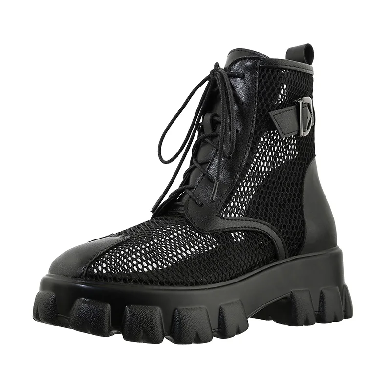 

2021 новый черный готический женские полусапожки Лакированная кожа белого цвета из сетчатого материала; Женские ботильоны; Обувь с открытым ...