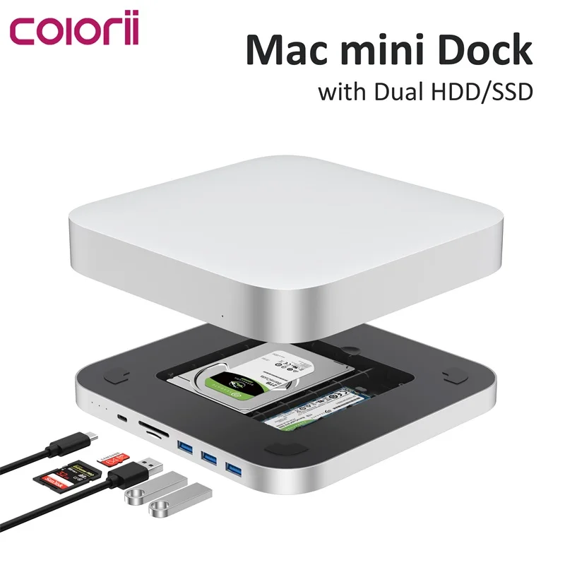 

Док-станция для Mac mini M1 2020 MC25 Pro, док-станция для двух жестких дисков с поддержкой M.2 NVMe/NGFF 2,5 ''SATA HDD