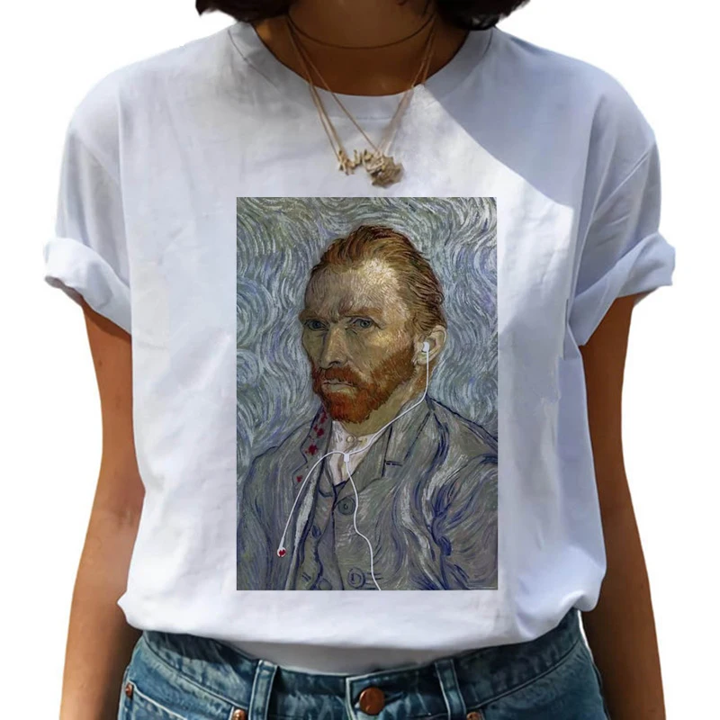 Van Gogh Рисование маслом Harajuku футболки женские Van Goghing Van Gone Забавные футболки 90s футболка с изображением модные футболки женские - Цвет: 8481