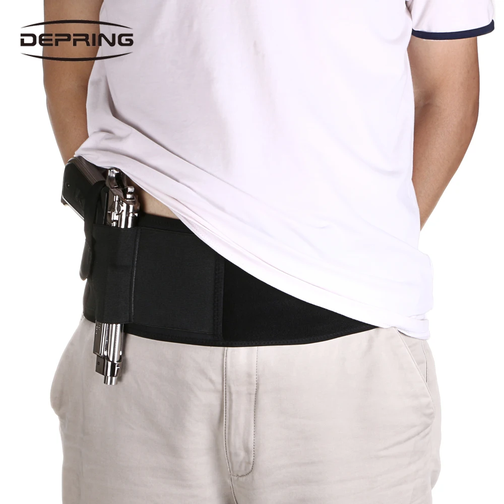 

Tactical Pistol Holster Concealment Right Handed Belly Band Holster Airsoft Handgun Carrier Holder Pouch with Magazine Pouch