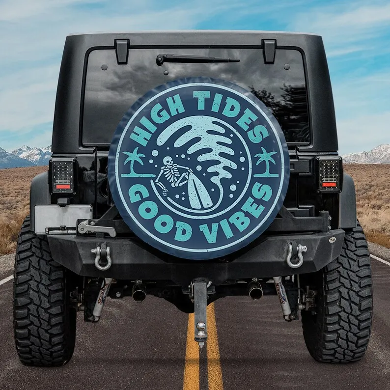 

High Tides and Good Vibes Tire COVER CAR Car Accessories, Spare Tire COVER CAR, Spare Tire COVER CAR For Car, Personalized Gifts