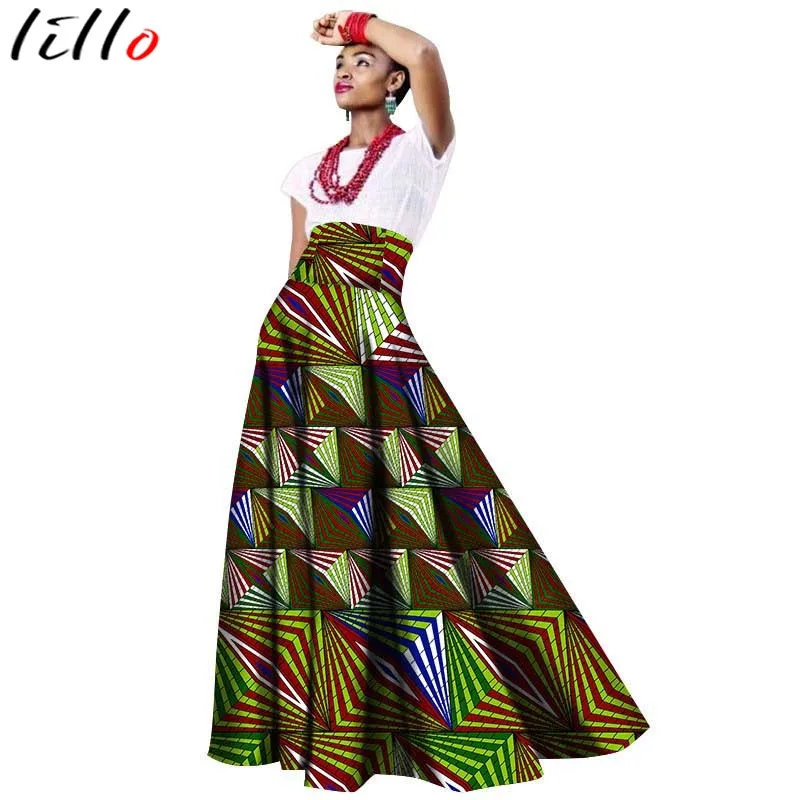 Office Women African Dresses for Women   Print Skirt Cotton Cotton Long Skirt  Fashion Women's Long Skirt Fashion Trend Style