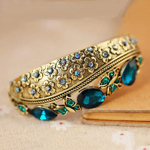 Ретро резная Цветочная обруч высокого качества стразы со стразами для женщин