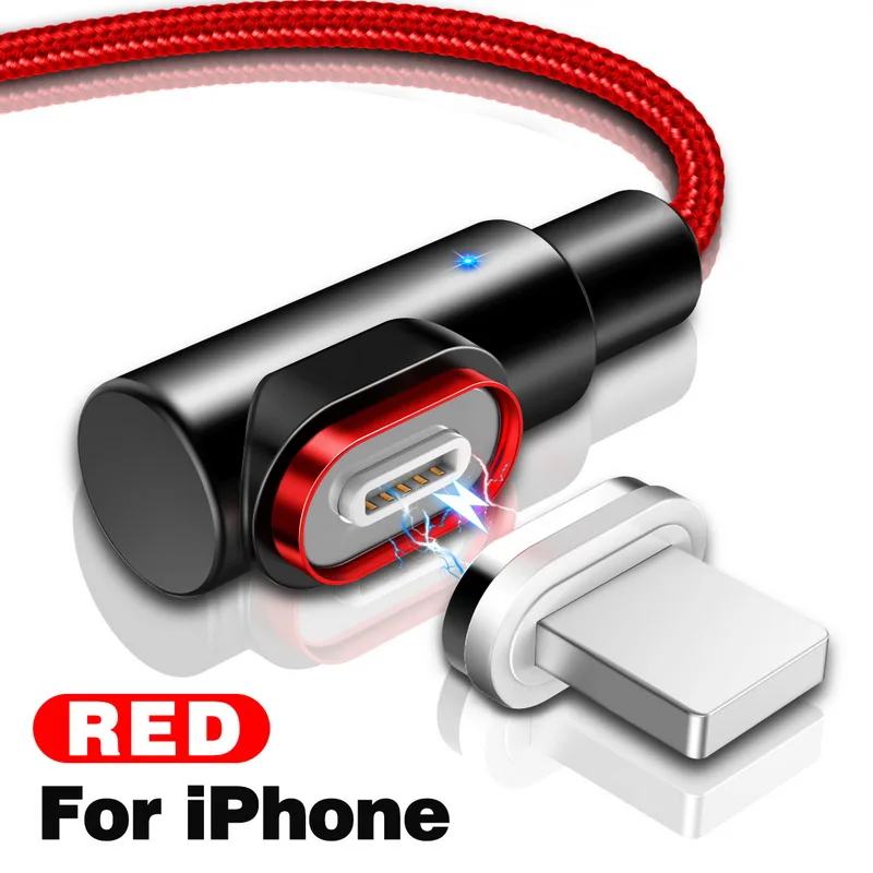 Магнитный кабель GETIHU 2.5A для быстрой зарядки iPhone X 8 samsung Micro usb type C Quick Charge 3,0 Магнитный шнур для зарядки и передачи данных - Цвет: For iPhone Red