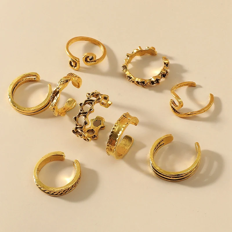 

Gold-color Finger Rings For Women Geometric Toe Foot Ring Party Jewelry Bague Femme