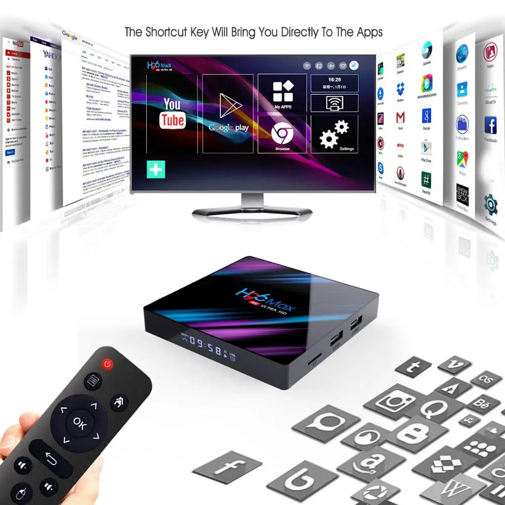 H96 MAX RK3318 tv box smart Android 9 0 4 Гб 64 медиаплеер 4K Google Voice compte netflix Youtube PK s905x3 Smart