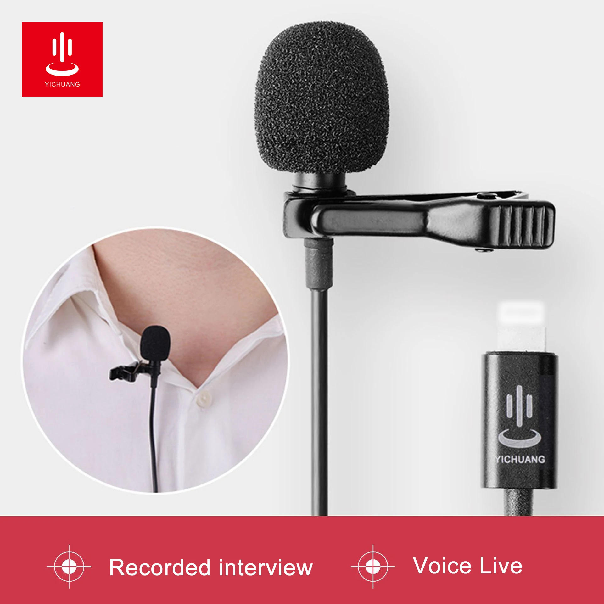 

YICHUANG YC-LM10 II 6M Professional Lavalier Lightning Microphone for iPhone XS X/8/8 Plus/6/7 Plus iPad 4/3/2 iPad Pro iPad