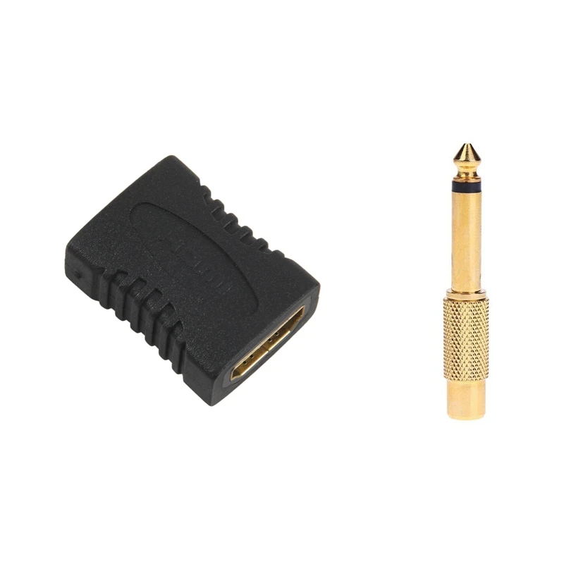 

1 Pcs HDMI Socket With HDMI Socket Adapter Coupling & 1 Pcs Gold Male Jack To RCA Female Plug Audio Adapter Connector