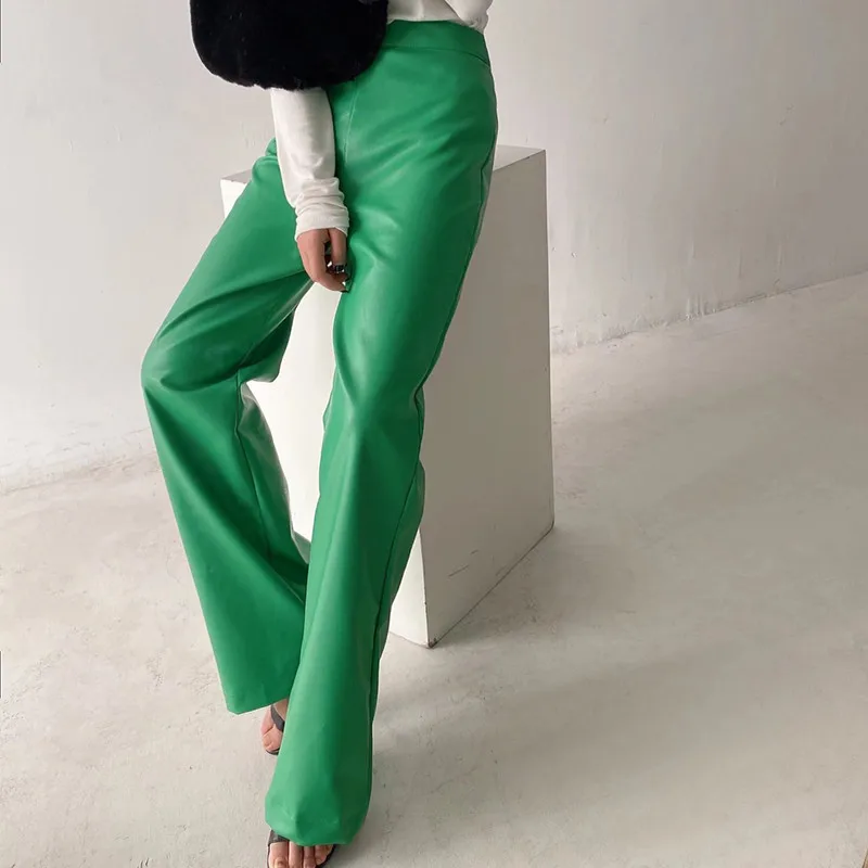 Винтажные повседневные брюки Sungtin из искусственной кожи женские осенне-зимние