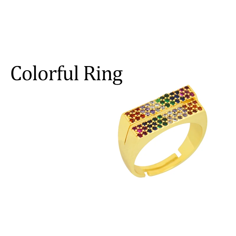 

Gold Double Layer Square Ring Girls CZ Stone Wide Knock Rings Finger Jewelry Geometric Opening Ring Original 2021 monaco bague