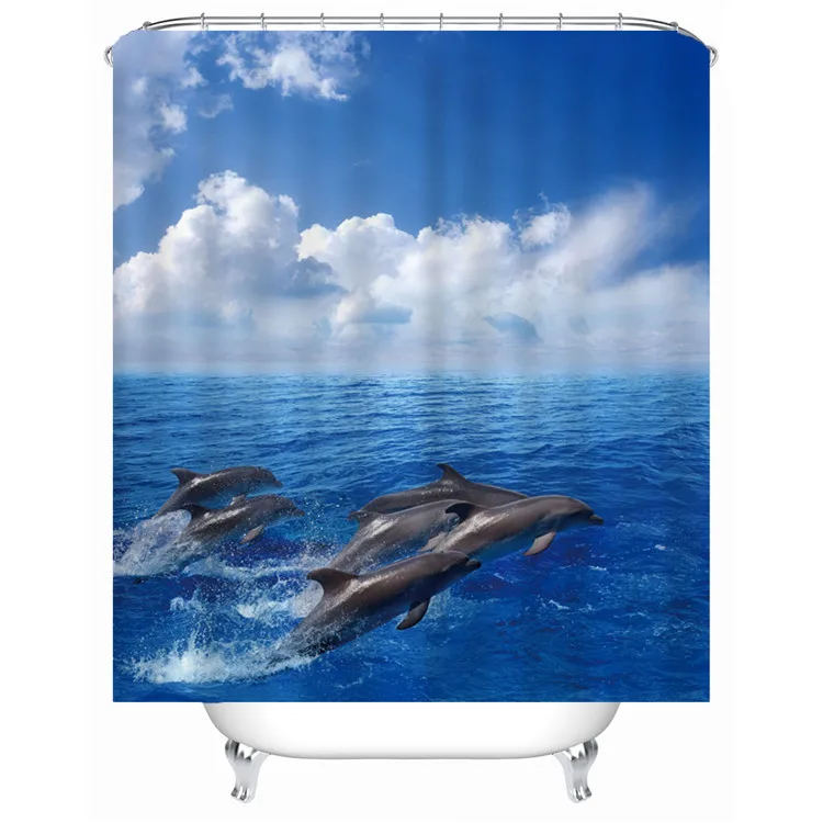 Водонепроницаемая душевая занавеска для ванной из полиэстера с изображением