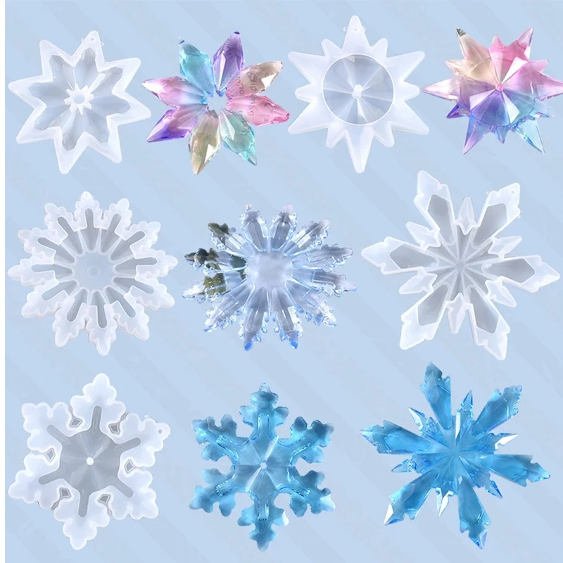 

DIY Crystal Epoxy Mold Homemade High Mirror Snowflake Pendant Jewelry Silicone Mold Spot Making Christmas Decorations