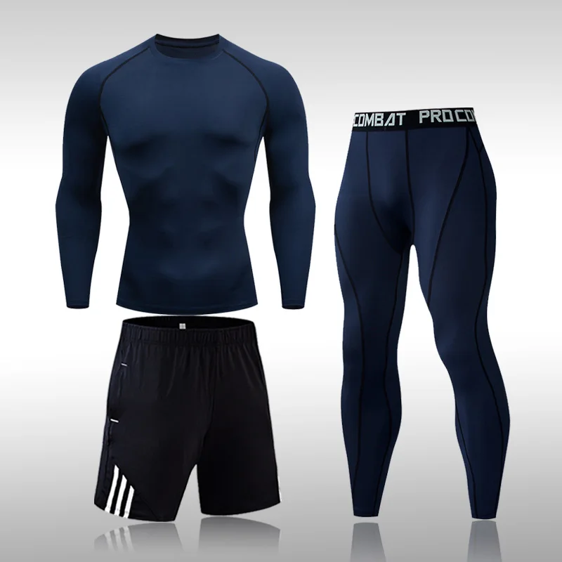 

Men's Compression Sportswear Suits Gym Training Clothes Workout Jogging Sports Set Running Rashguard Tracksuit Tights Underwear