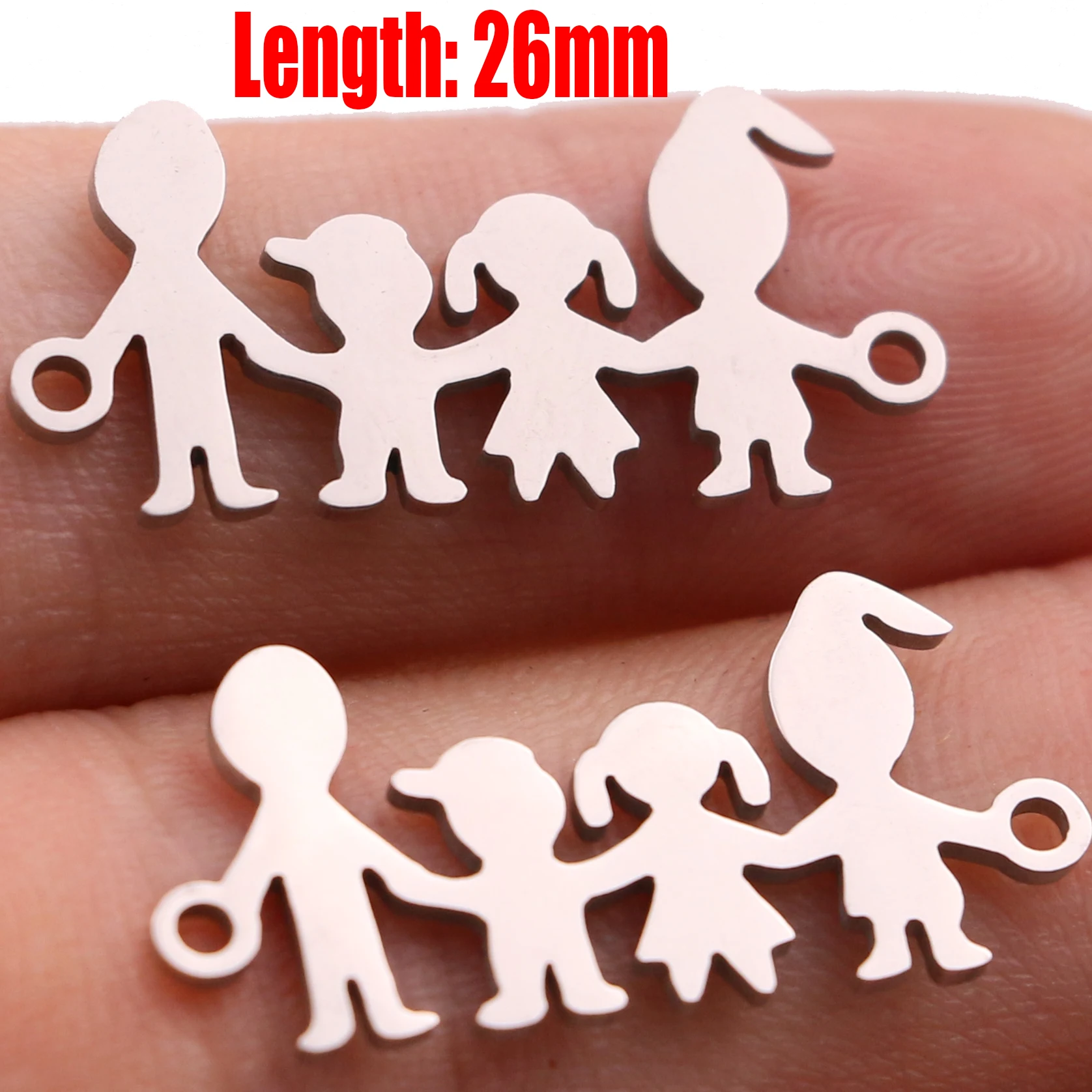 5pcs Family Chain Stainless Steel Pendant Necklace Parents and Children Necklaces Gold/steel Jewelry Gift for Mom Dad New Twice - Цвет: Steel 32