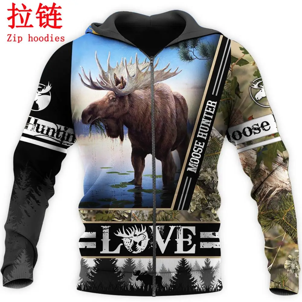 Мужская толстовка с капюшоном Love ELK Hunter Повседневный пуловер в стиле Харадзюку