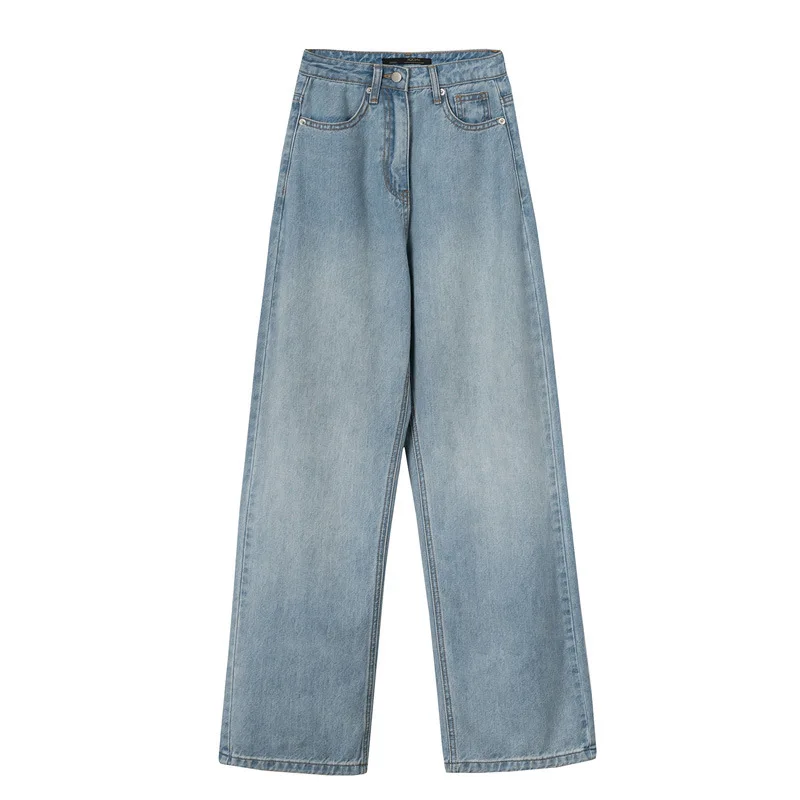 

2021 New Straight Jeans Women's New High-waist Loose-washed Casual Wide-leg Pants Jeans for Women High Waisted Jeans