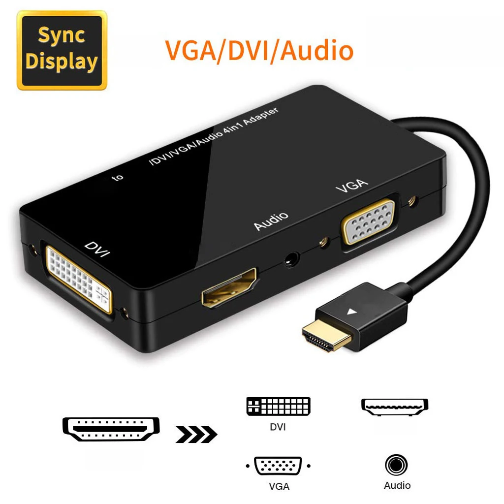 Аудио конвертер позолоченный разъем 4K HDMI совместимый сплиттер к DVI VGA для