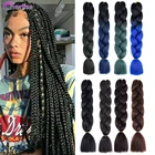 Омбре Джамбо коробка косички волос Синтетические косички для плетения волос 24 дюйма выражение волос удлинители предварительно растянутые для женщин
