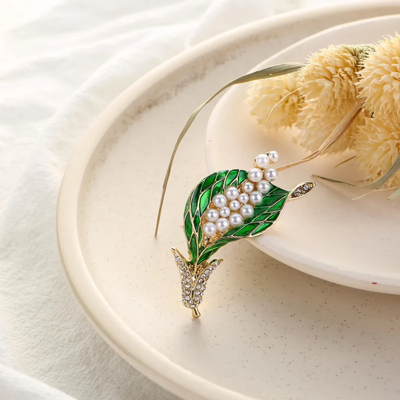

European and American New Alloy Diamond Inlaid Oil Dropping Wheat Ear Brooch