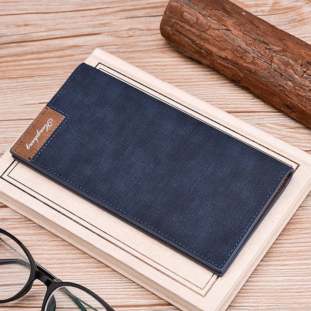 Мужской новый простой кошелек для монет 2020 однотонный длинный бумажник в стиле