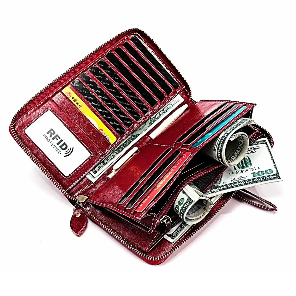 Женский клатч из натуральной кожи с RFID-защитой | Багаж и сумки