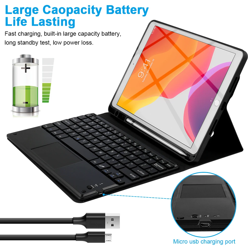 Беспроводная английская клавиатура для iPad 10 2 2019 сенсорная Bluetooth