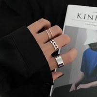 korean version cool street style rings hollow out resizable rings set for women jewelry hip hop gothic unusual joint anillos2022