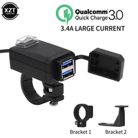 universal qc3 0 usb motorcycle charger waterproof dual usb quick change 12v power supply adapter for iphone samsung huawei