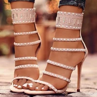 studded sandals cut out open toe zip sweet pink cool black pearl decor runway dress party shoes free ship customized high heel