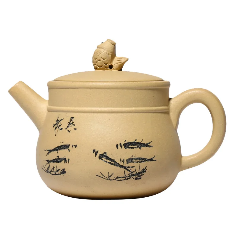 

Purple clay teapot full manual purple clay teapot carp Jufu teapot online shop gift