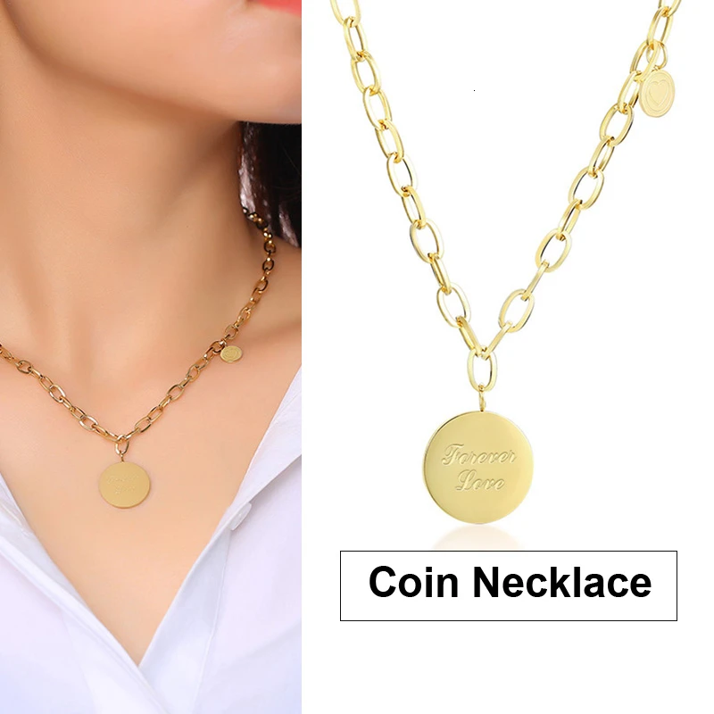 Женский круглый кулон с гравировкой маленькая круглая подвеска надписью FORVEVER LOVE