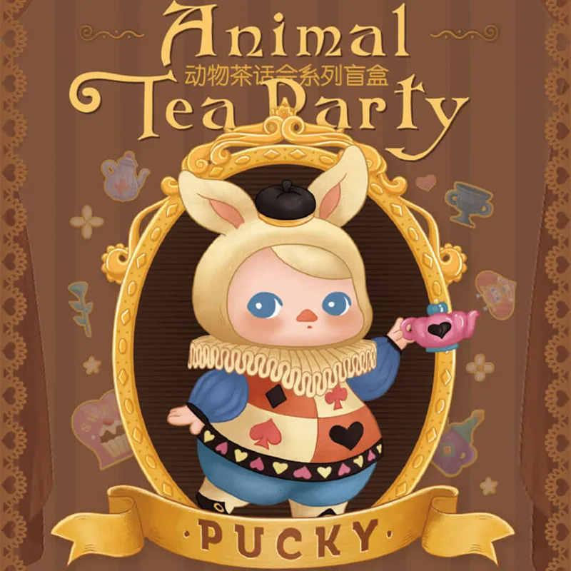 Caja sorpresa Original de la serie de fiesta de t&eacute; de animales PUCKY de POPMART, modelo de juguetes de caja ciega, con estilo, figura de Anime bonita, caja de regalo-2