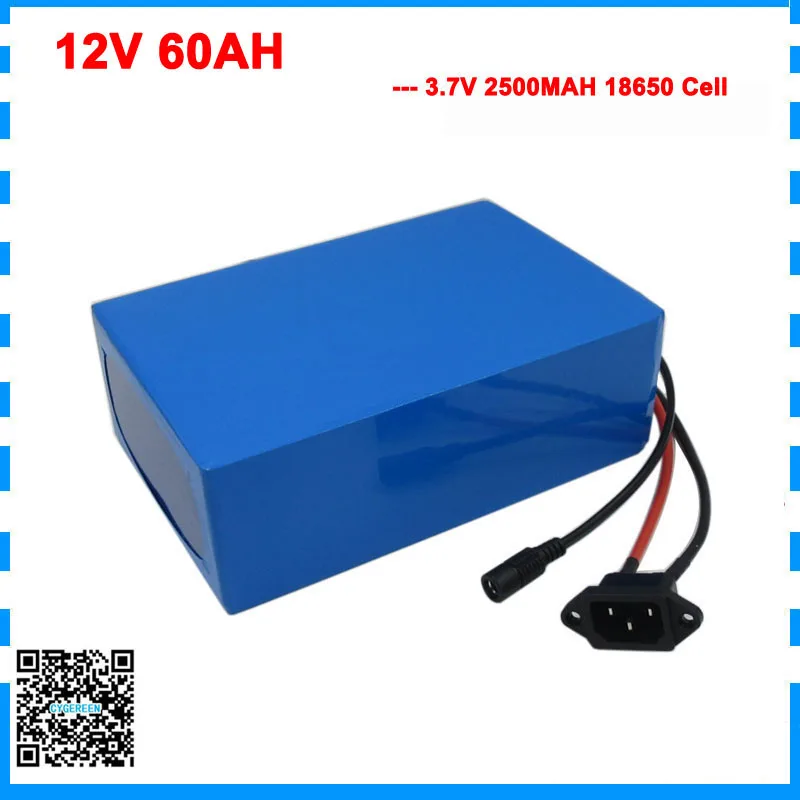 450W 12 V 60AH Батарея 12 V 60000 мА/ч, литий-ионный аккумулятор 50A BMS для детей возрастом от 12 V 3 S, фара для электровелосипеда в UPS Батарея пакет 12,6 V 5A зарядное устройство