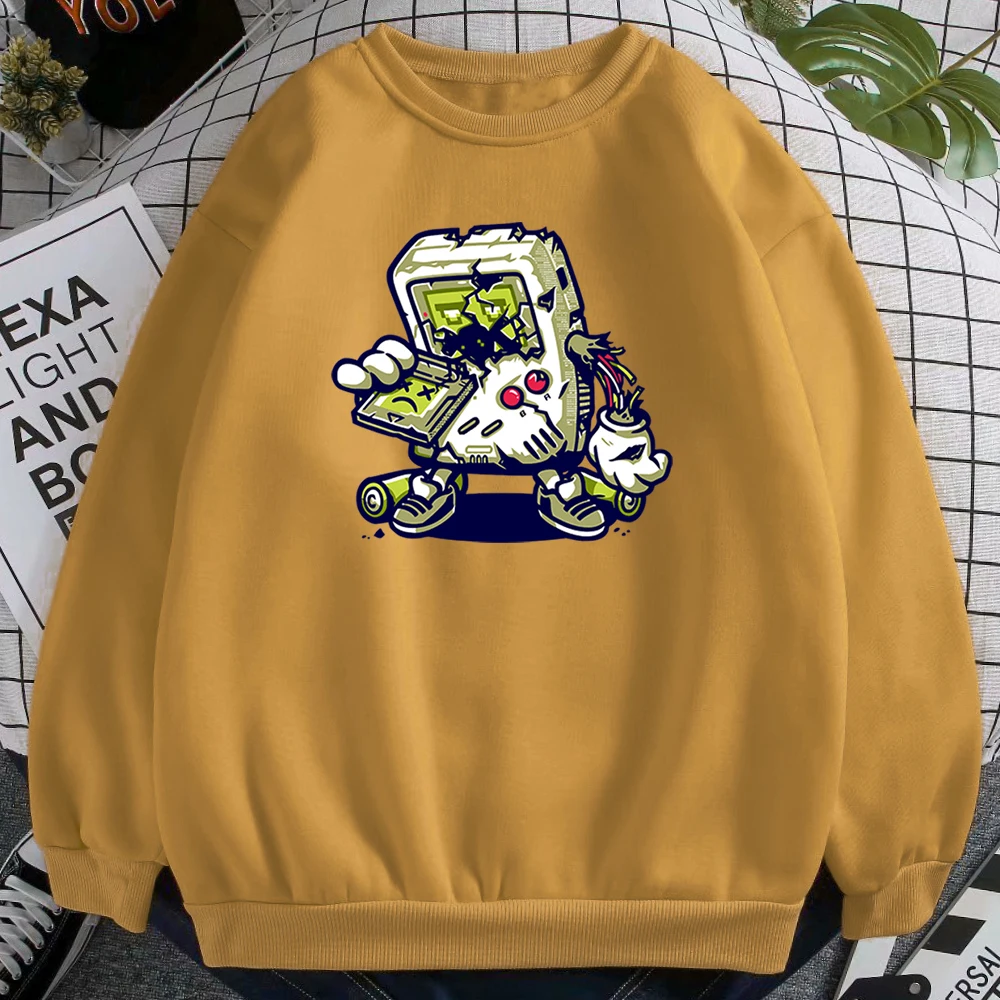 

Broken Game Console Personality Women Sweatshirt And Hoodie Streetwear Kpop Hoodies For Girls Punk Fleece O-Neck Hoodie Womens
