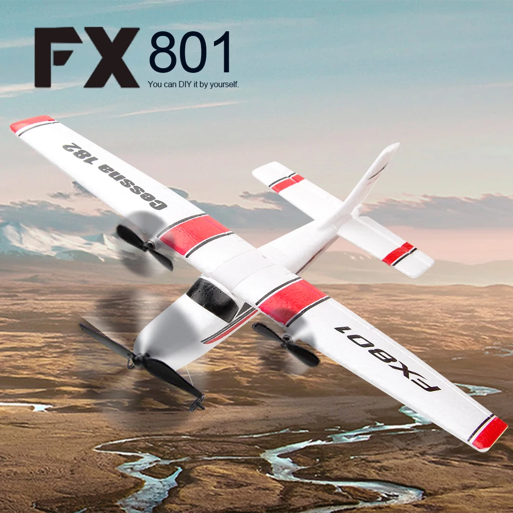 Начинающие электрические самолеты FX801 самолет Cessna 182 2 4 GHz 2CH радиоуправляемый