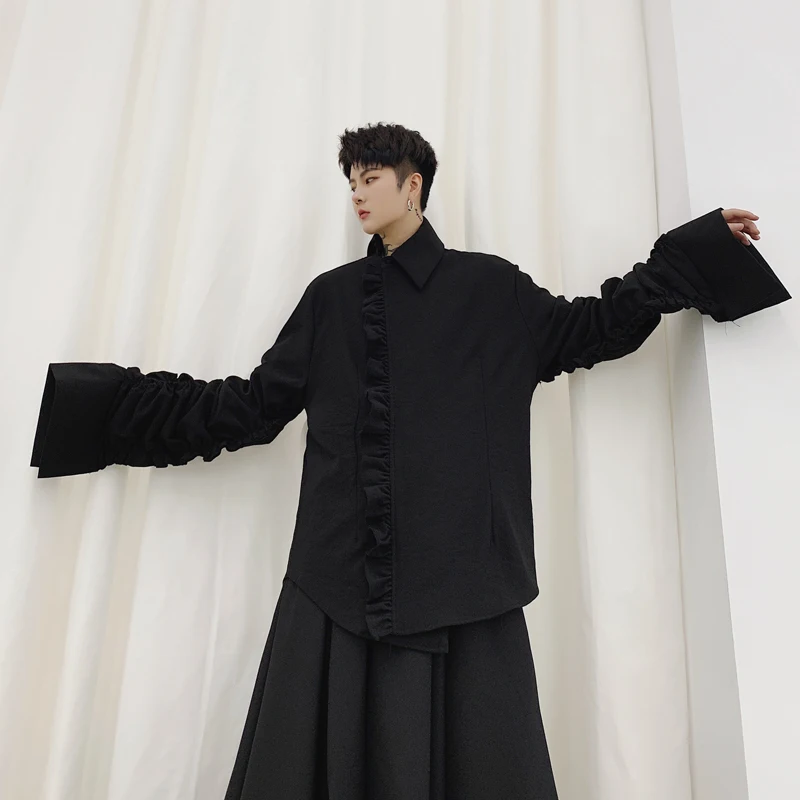 Куртка мужская плиссированная с расклешенными рукавами Повседневная Уличная