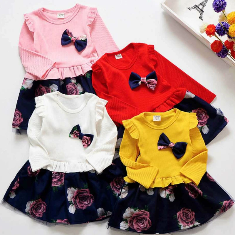 Платье для девочек весенне-осенняя одежда хлопковое Модное детское Сетчатое