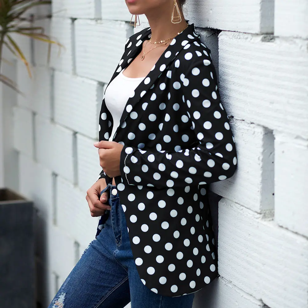 

Fashion Autumn And Winter Hot Sales Droppshiping Women Polka-dot Suit Jacket Long-sleeve Casual Loose Suit for Work Office d88