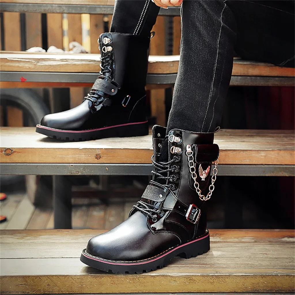 SAGACE/благородный джентльмен Мужские ботинки с металлической цепочкой теплые