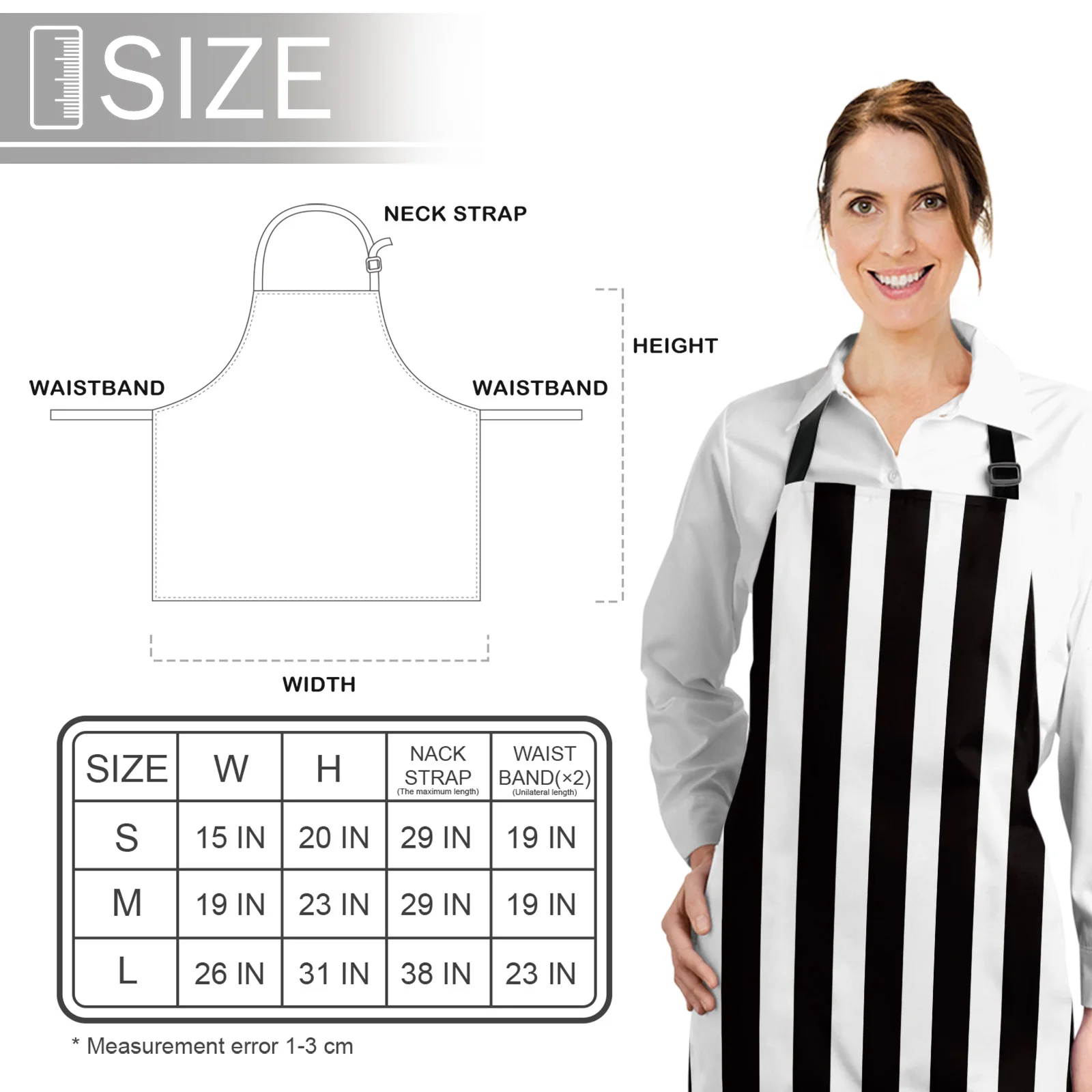 

Simple Stripes Black And White Aprons for Women Men Kid Cooking Baking Apron Kitchen Utility Equipment Accessories