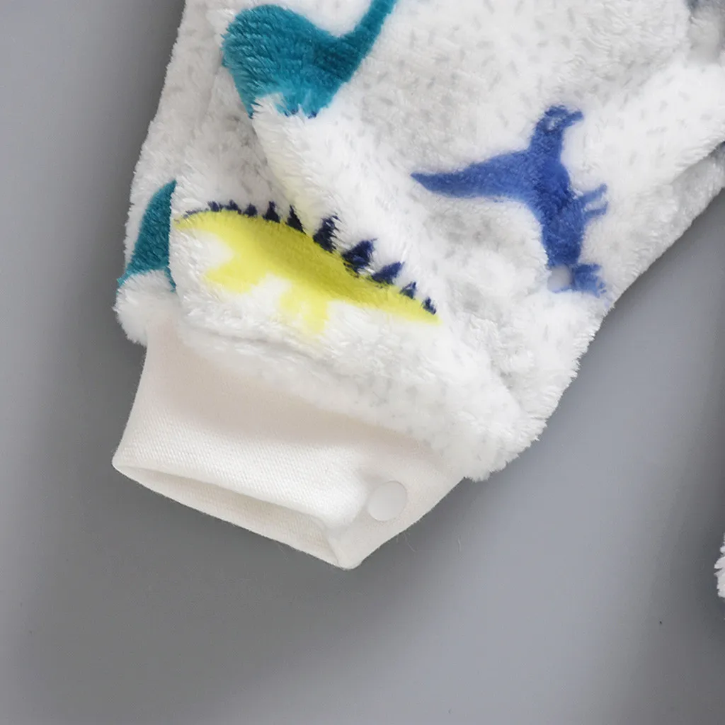 Детская флисовая мягкая Пижама с мультяшным принтом динозавра для новорожденных