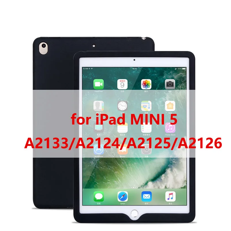 mini 5 black Tablet Silicone Case for iPad 9.7 Air 2 Case Soft Shockproof 360° Protection Back Shell Cover for iPad mini 2 3 4 Case - Цвет: mini 5 black