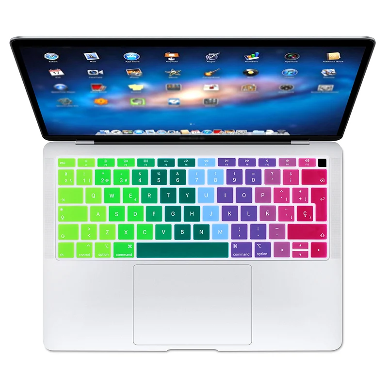 Силиконовая Защитная пленка для клавиатуры HRH Rainbow с испанской раскладкой Apple MacBook